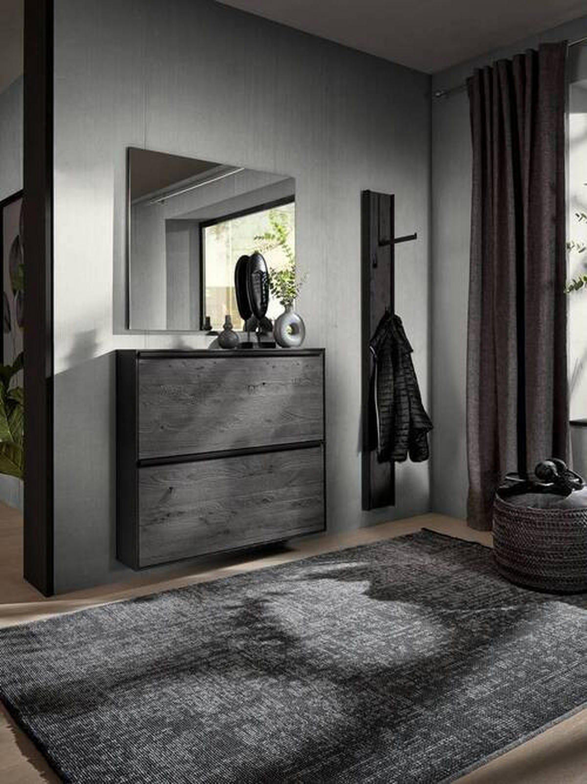 GARDEROBE 3-teilig  in 133/195/20 cm  - Anthrazit, Design, Glas/Holz (133/195/20cm) - Johann Jakob