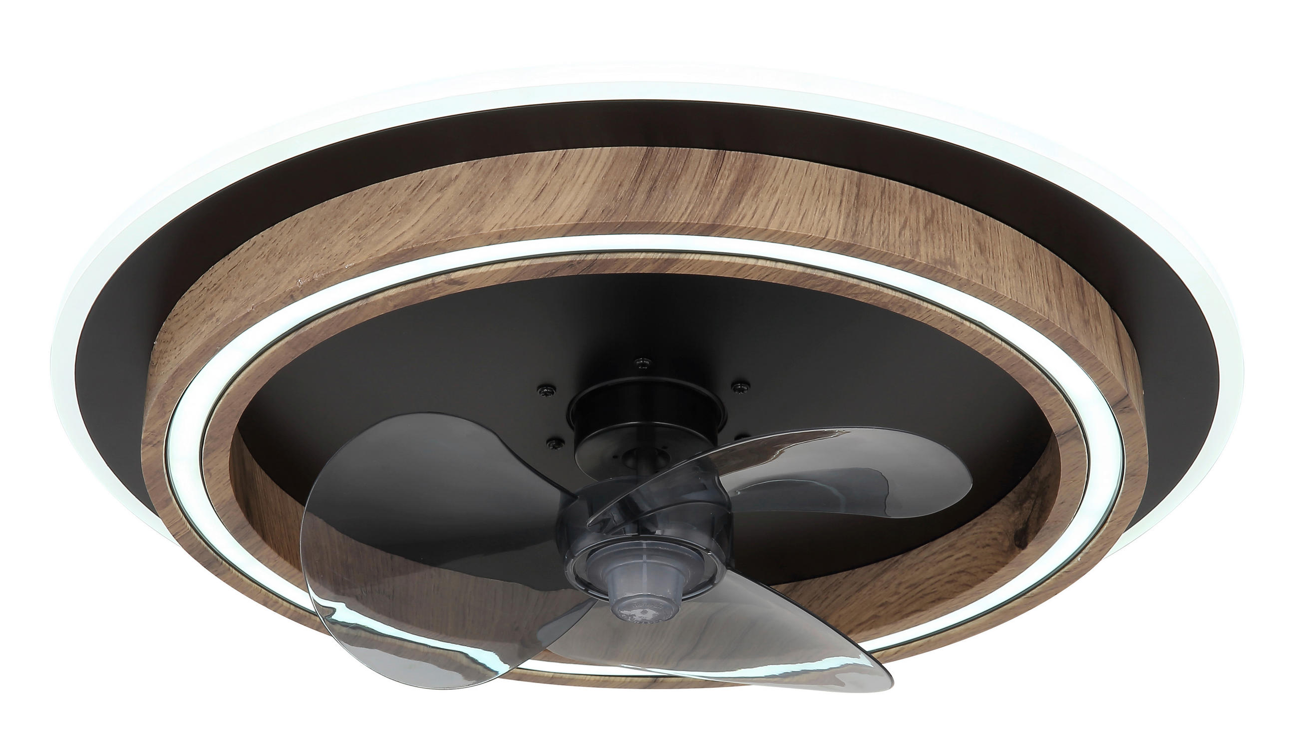 MENNYEZETI VENTILÁTOR - sötétbarna/fekete, Natur, műanyag/faalapú anyag (50/13,5cm) - Globo