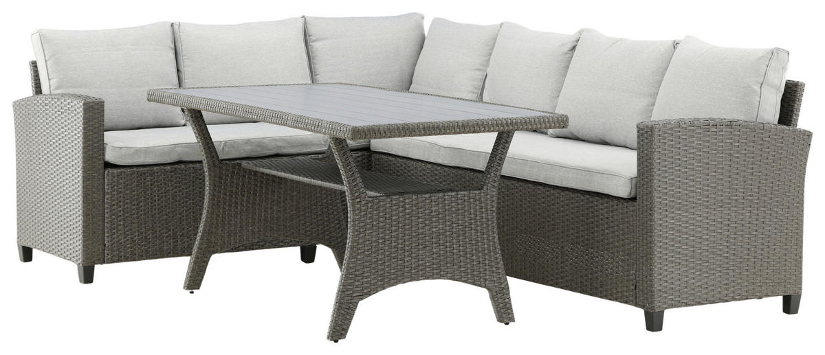 DINING-LOUNGESET 2-teilig  - Grau, KONVENTIONELL, Kunststoff - Gardenson