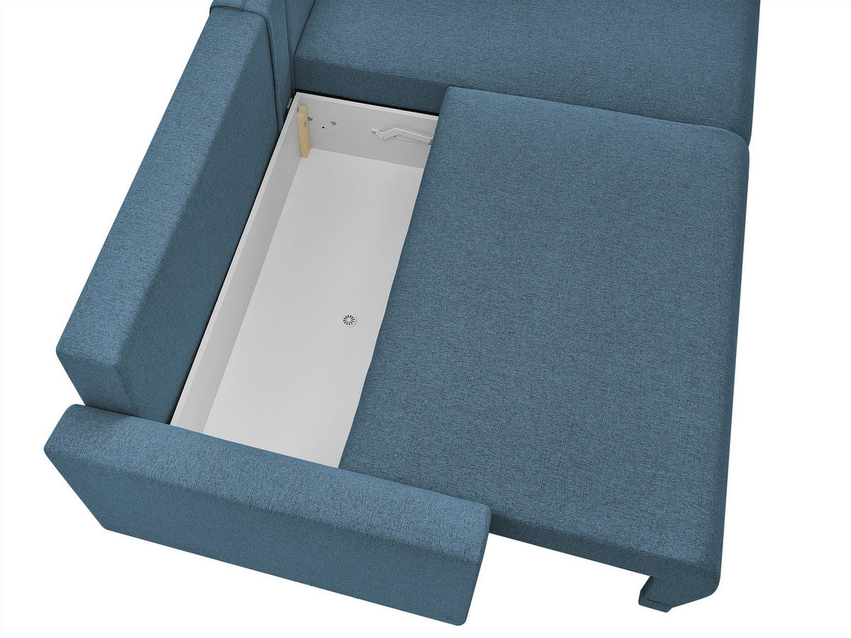 ECKSOFA KIMMY Blau Flachgewebe Zierkissen, Rückenkissen, Bettkasten  - Blau/Schwarz, Design, Kunststoff/Textil (233/146cm) - P & B