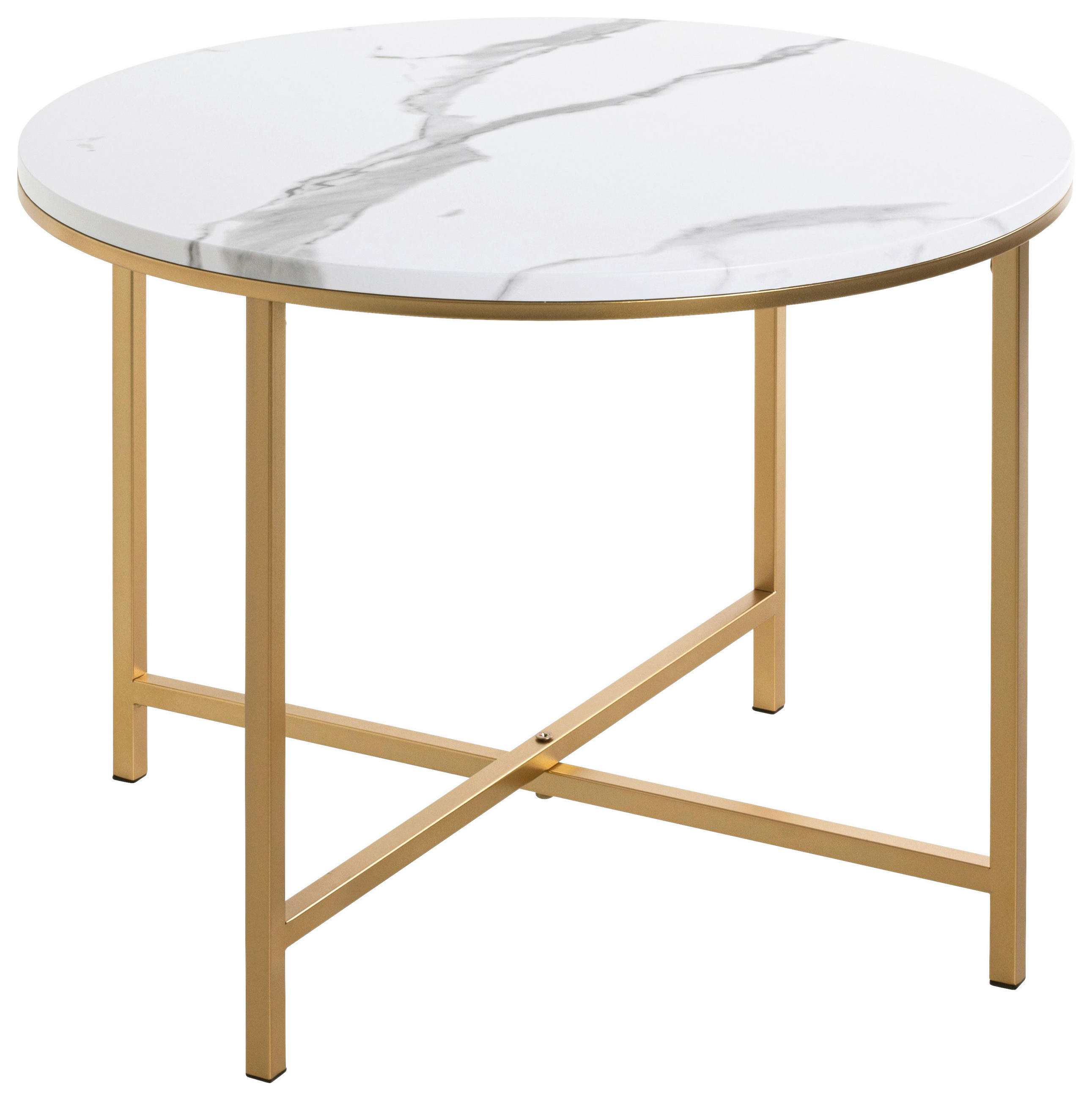 BEISTELLTISCH 60/60/45 cm Weiß, Goldfarben rund  - Goldfarben/Weiß, Trend, Holzwerkstoff/Metall (60/60/45cm)