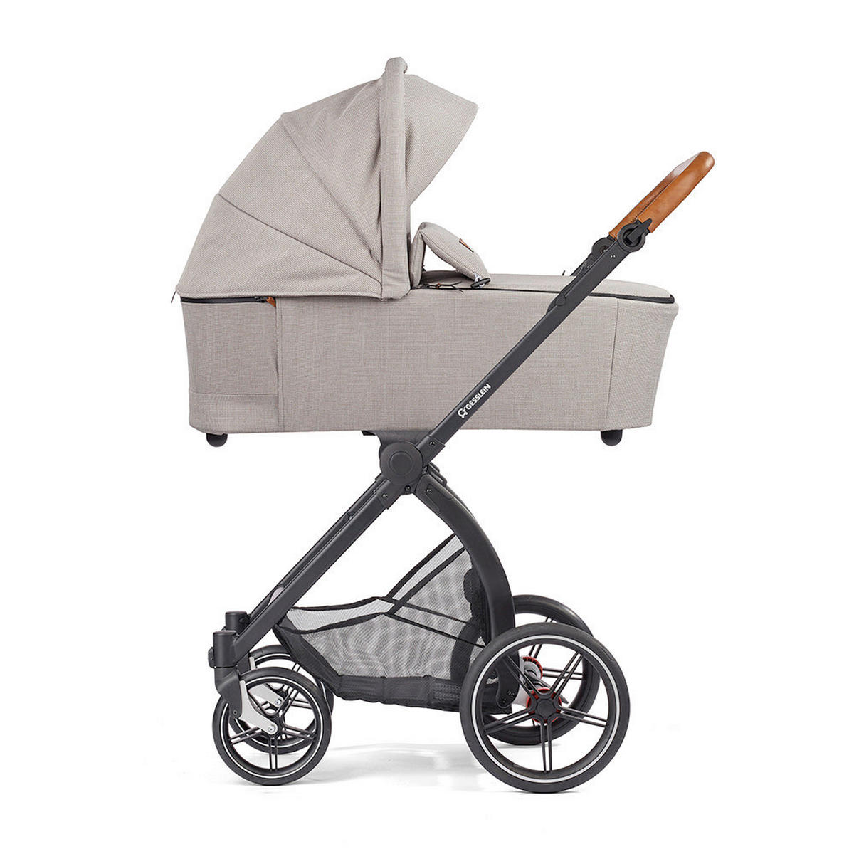 KINDERWAGENSET  FX4 Swing Set  Beige-Cognac  - Khaki/Cognac, Basics, Textil (100/55/130cm) - Gesslein