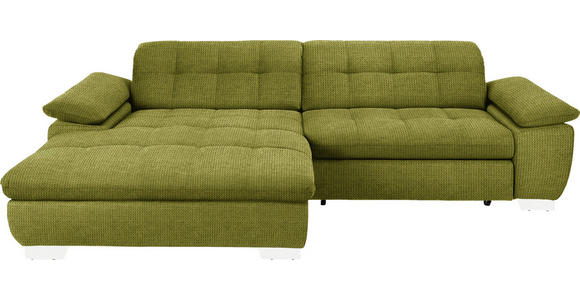 ECKSOFA in Mikrofaser Hellgrün  180/265 cm  - Chromfarben/Hellgrün, Design, Textil/Metall (180/265cm) - Carryhome