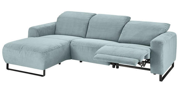 ECKSOFA  in Cord Hellblau  180/266 cm  - Schwarz/Hellblau, KONVENTIONELL, Textil/Metall (180/266cm) - Hom`in