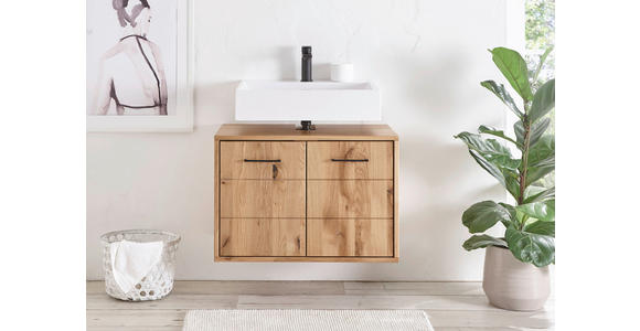 WASCHBECKENUNTERSCHRANK 70/60/40 cm  - Wildeiche/Schwarz, Basics, Holz/Metall (70/60/40cm) - Linea Natura