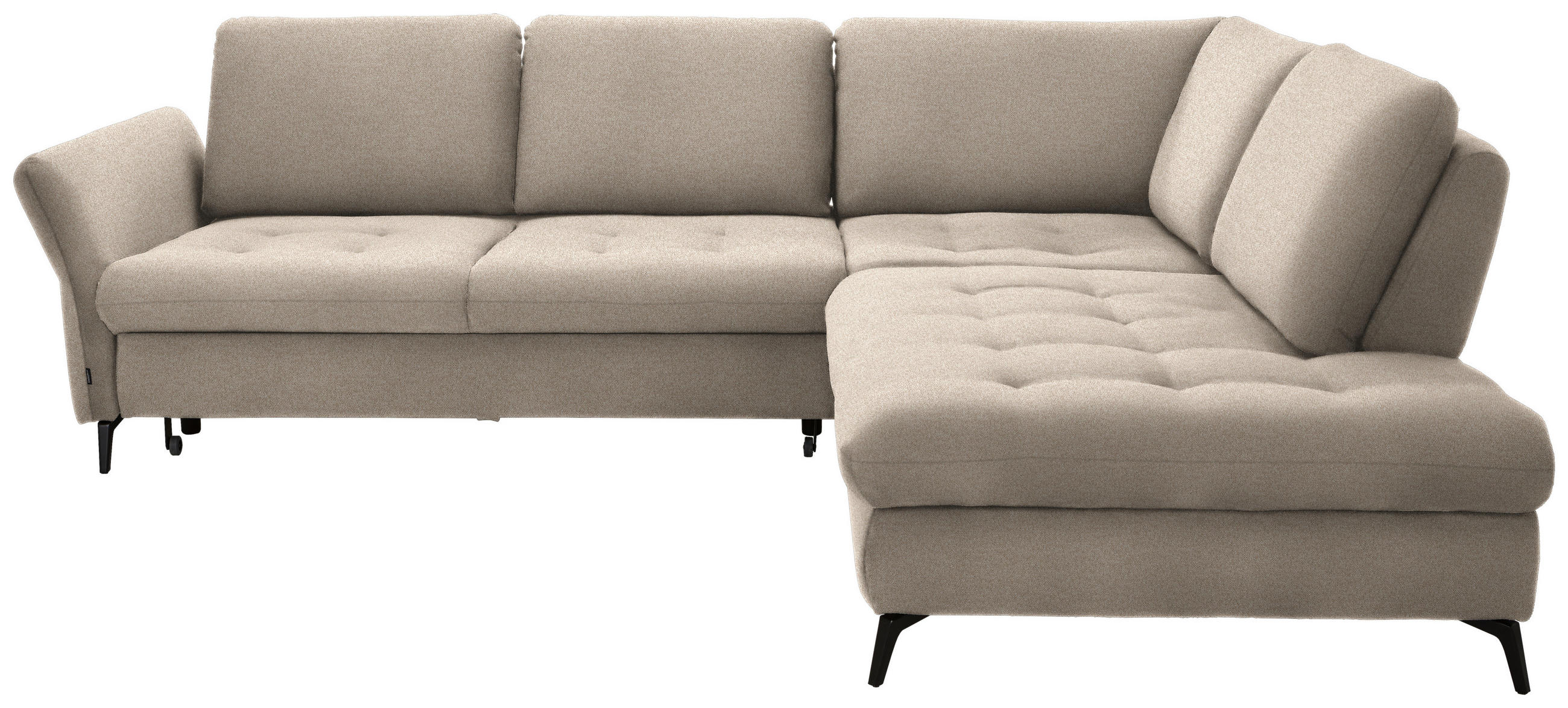ECKSOFA Beige Bouclé  - Beige/Schwarz, Natur, Textil/Metall (288/233cm) - Valnatura
