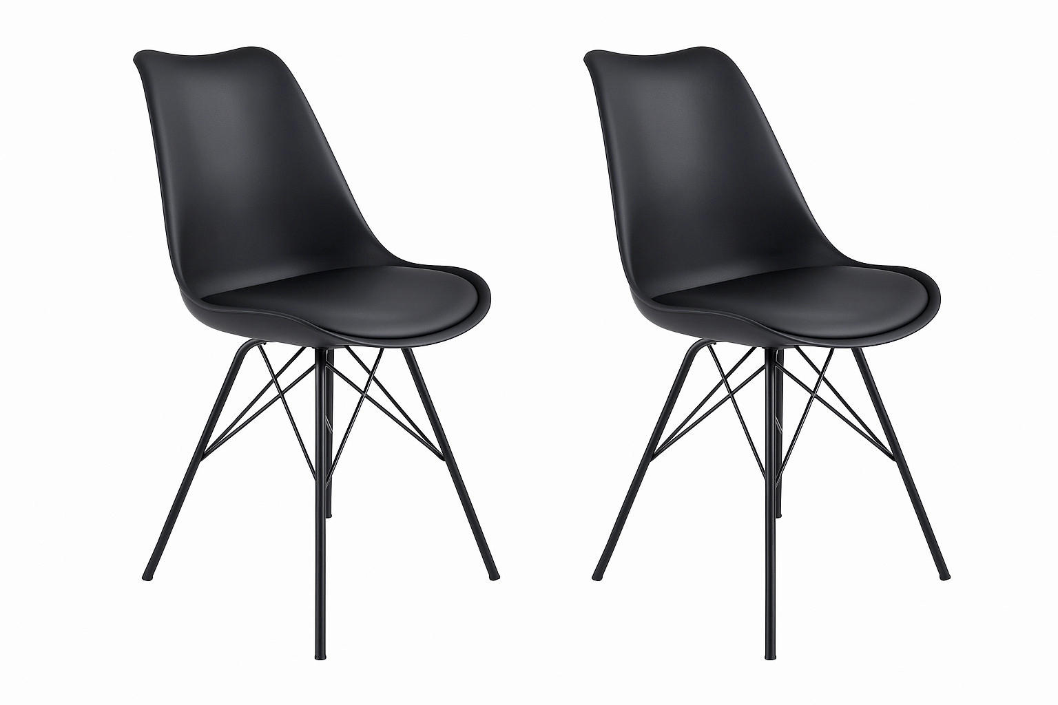 BARHOCKER-SET Lederlook Schwarz  - Schwarz, MODERN, Textil/Metall (44/96/51cm) - MID.YOU