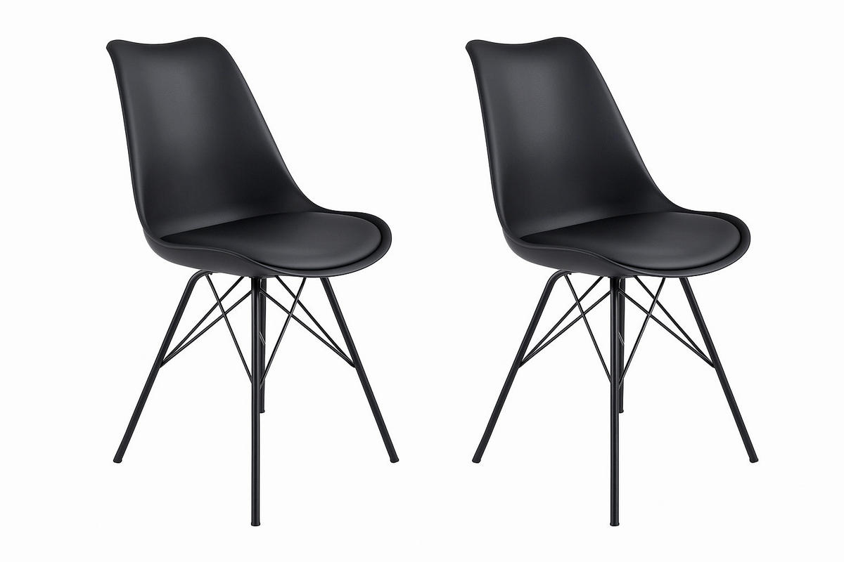 BARHOCKER-SET Lederlook Schwarz  - Schwarz, MODERN, Textil/Metall (44/96/51cm) - MID.YOU