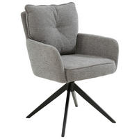 ARMLEHNSTUHL  in Eisen Leinenoptik  - Taupe/Schwarz, Design, Textil/Metall (61/90/67cm) - Novel