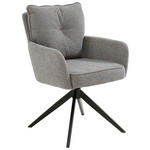 ARMLEHNSTUHL  Sitzfläche 360° drehbar, automatische Rückholfunktion Leinenoptik  - Taupe/Schwarz, Design, Textil/Metall (61/90/67cm) - Novel