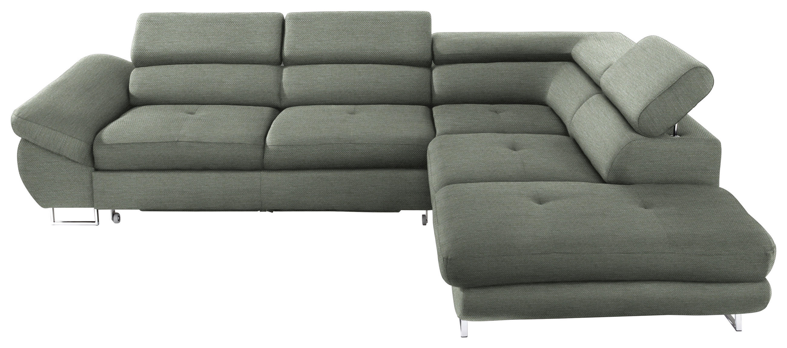 ECKSOFA in Webstoff Grau, Grün  - Grau/Grün, Design, Textil/Metall (280/235cm) - Hom`in