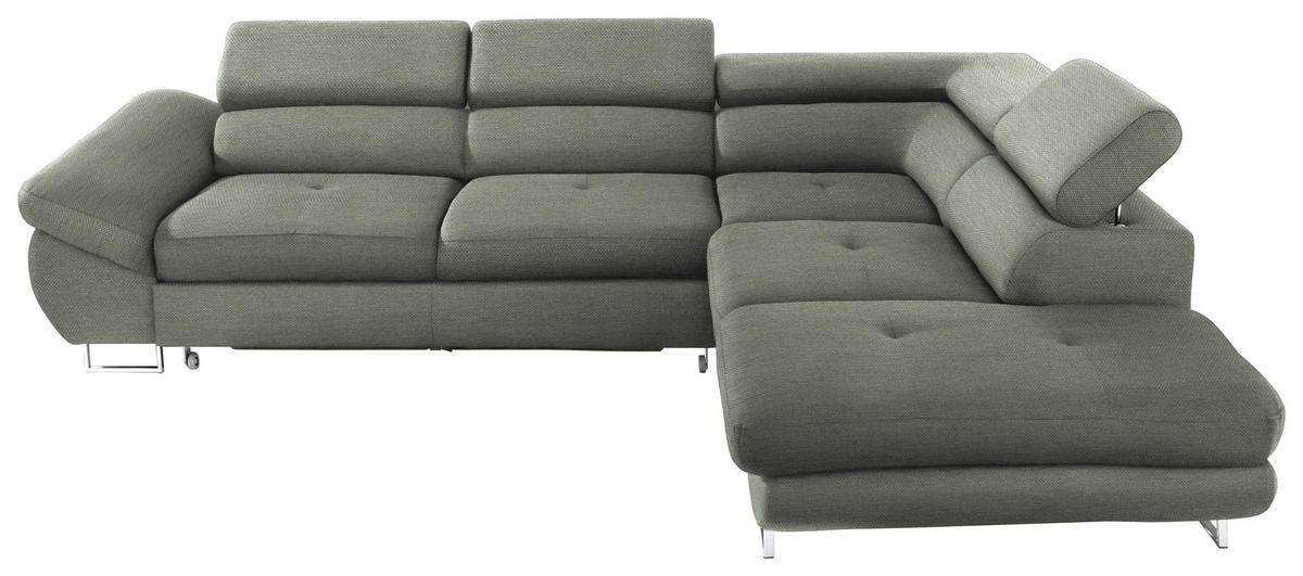 ECKSOFA in Webstoff Grau, Grün  - Grau/Grün, Design, Textil/Metall (280/235cm) - Hom`in