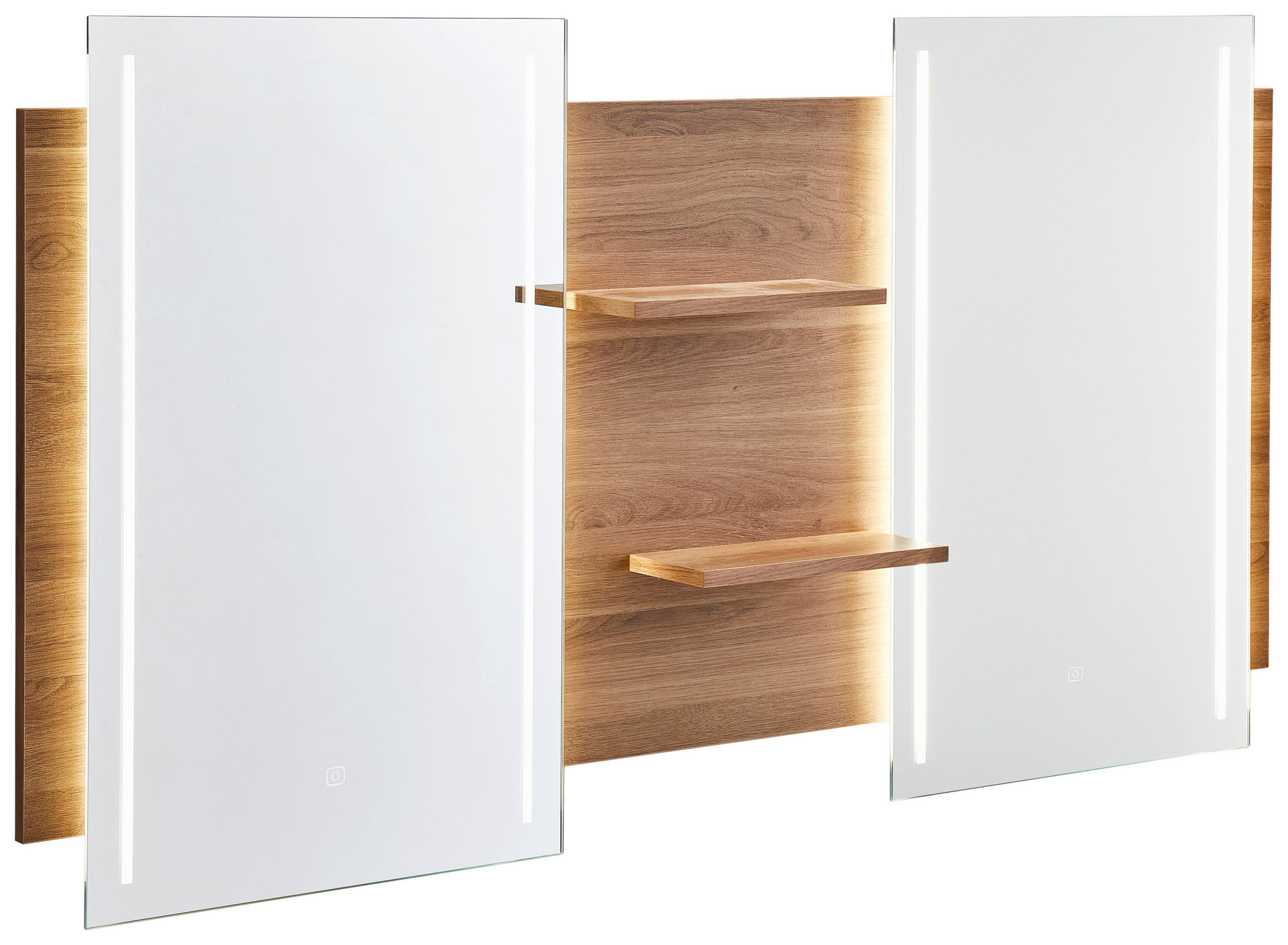 BADEZIMMERSPIEGEL 150/80/14,1 cm  - Eichefarben, Design, Glas/Holzwerkstoff (150/80/14,1cm) - Novel