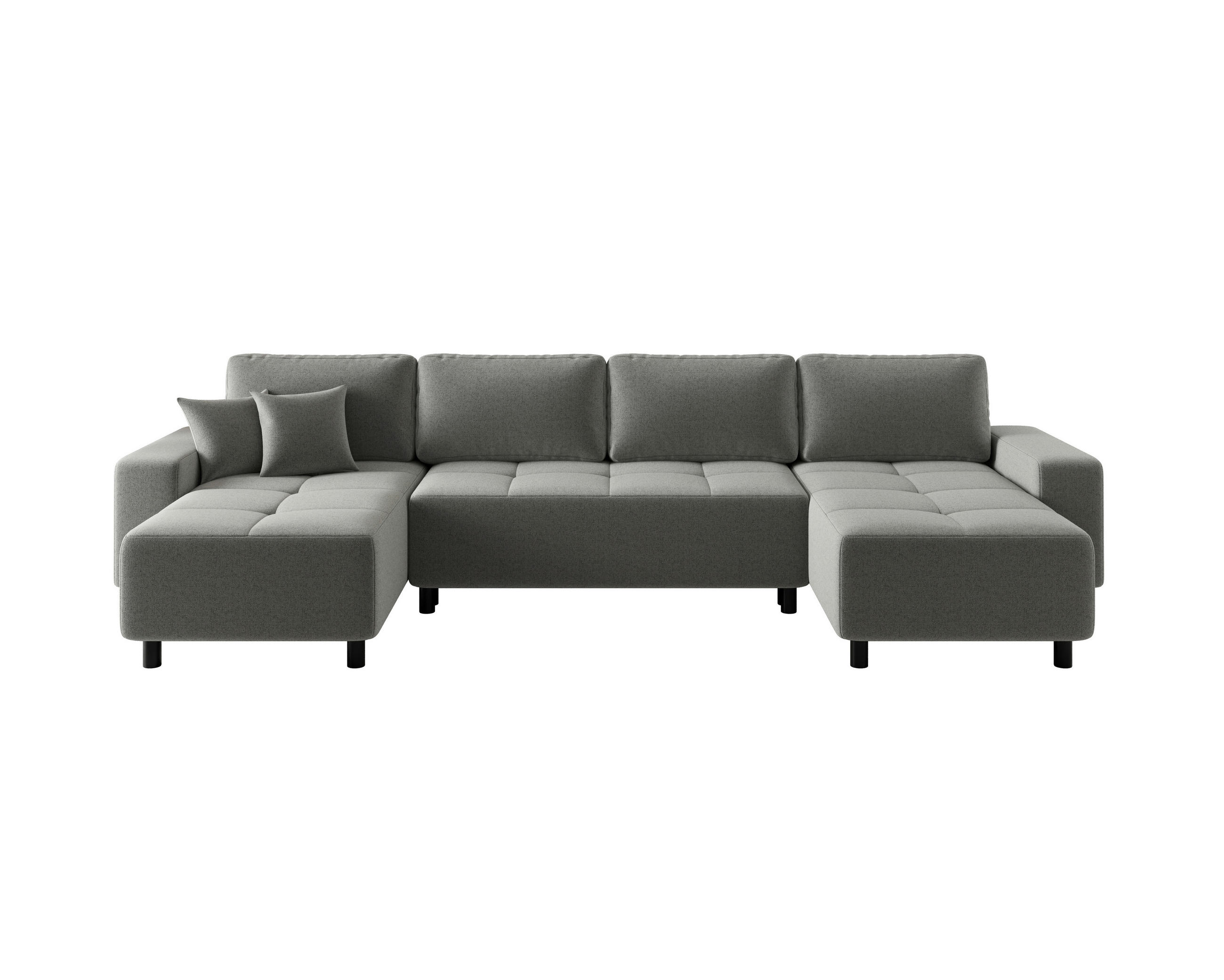 WOHNLANDSCHAFT  in Jacquard Grau  - Schwarz/Grau, MODERN, Kunststoff/Textil (144/318/144cm) - Carryhome