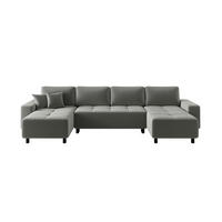 WOHNLANDSCHAFT  in Jacquard Grau  - Schwarz/Grau, MODERN, Kunststoff/Textil (144/318/144cm) - Carryhome