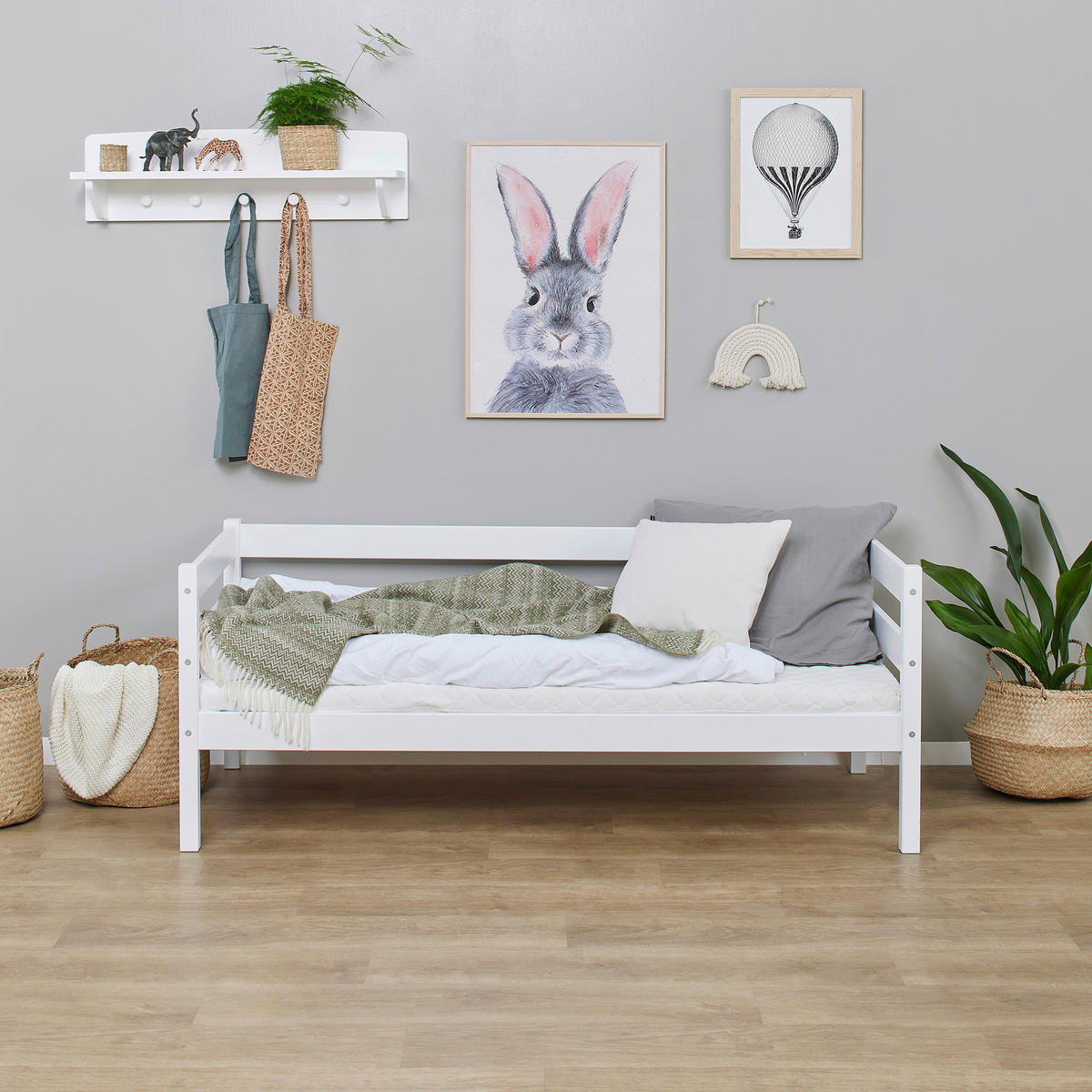 KINDER-/JUNIORBETT - Weiß/Kieferfarben, MODERN, Holz (70/160cm) - MID.YOU