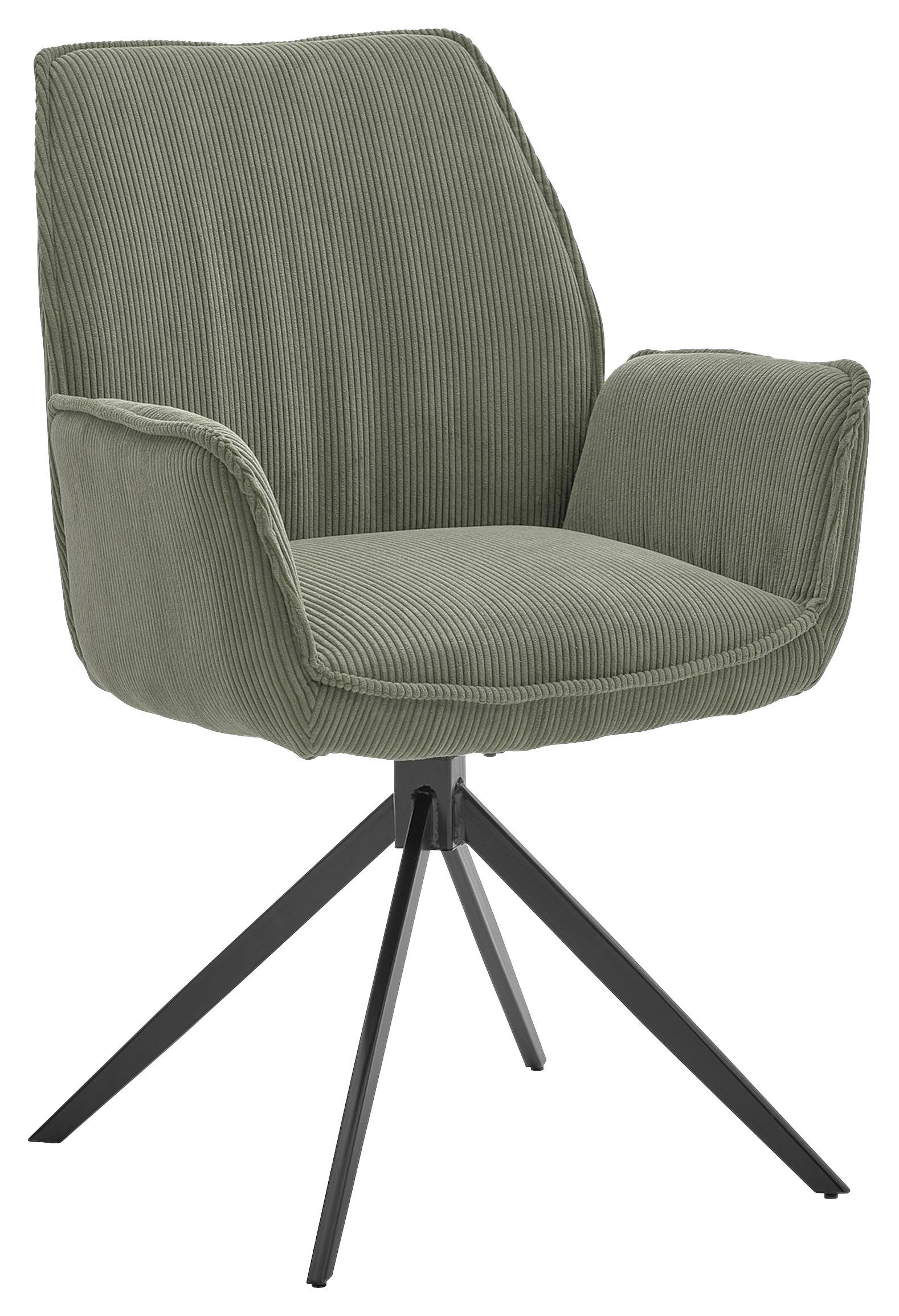 ARMLEHNSTUHL  in Cord  - Waldgrün/Schwarz, Design, Textil/Metall (63/91/65cm) - Musterring