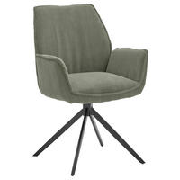 ARMLEHNSTUHL  , Stoffauswahl, inklusive Armlehnen, Sitzfläche 180° drehbar  , Cord  ,  - Waldgrün/Schwarz, Design, Textil/Metall (63/91/65cm) - Musterring