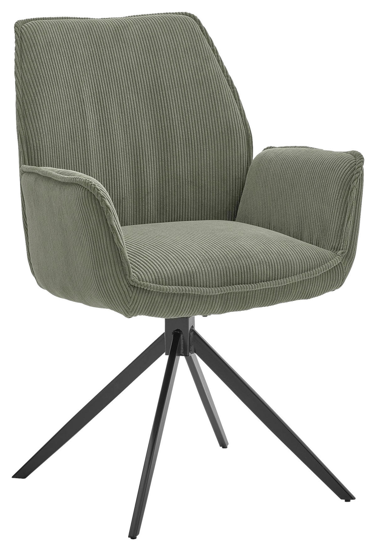 ARMLEHNSTUHL  , Stoffauswahl, inklusive Armlehnen, Sitzfläche 180° drehbar  , Cord  ,  - Waldgrün/Schwarz, Design, Textil/Metall (63/91/65cm) - Musterring