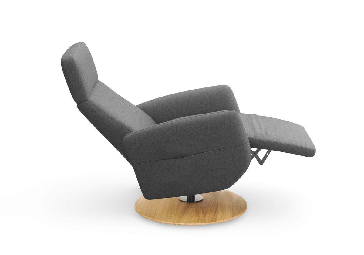RELAXSESSEL in Textil Dunkelgrau  - Eichefarben/Dunkelgrau, KONVENTIONELL, Holz/Textil (71/110/82cm) - Sit & More