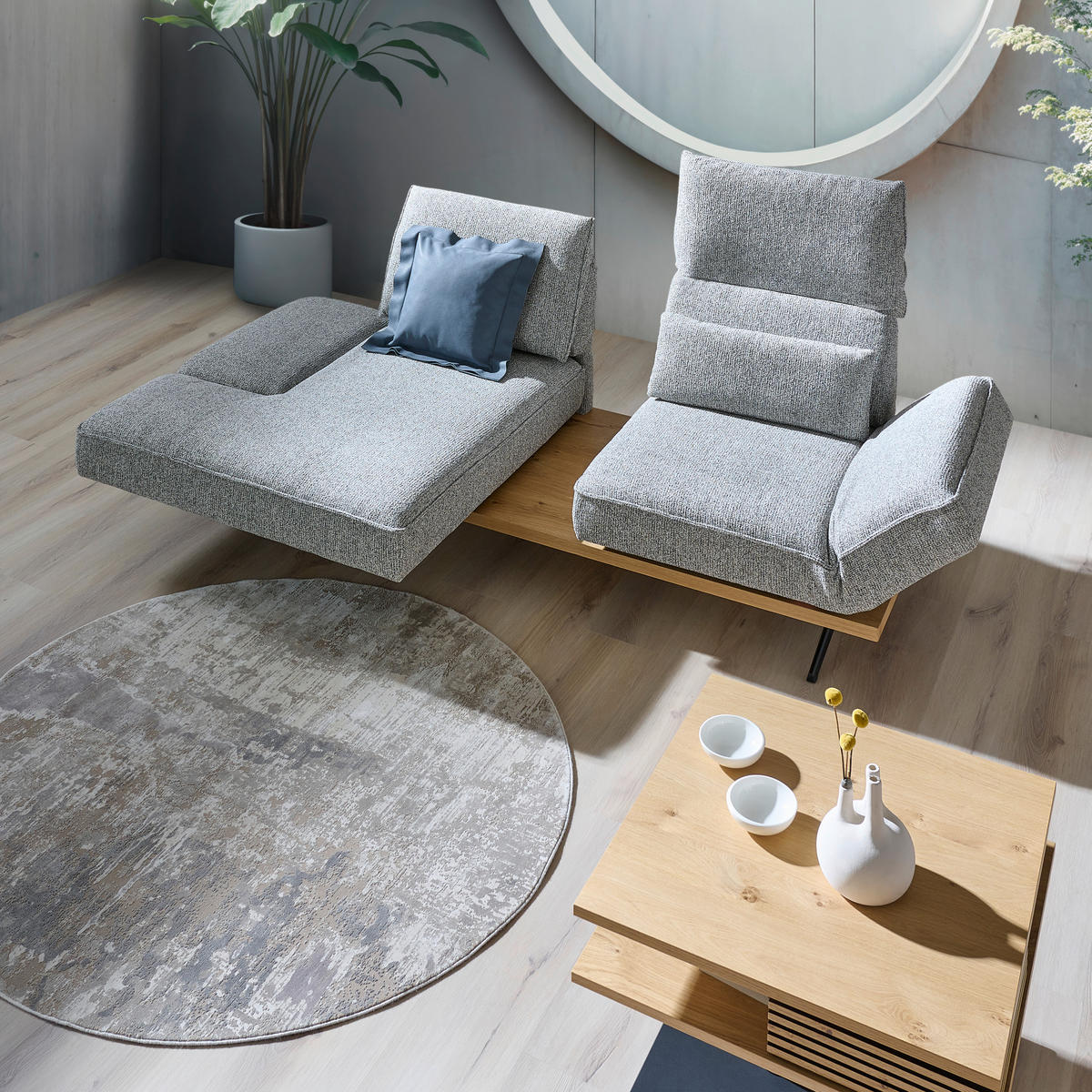 ECKSOFA Beige Chenille  - Beige/Schwarz, Design, Holz/Textil (132/240cm) - Koinor