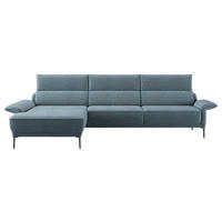ECKSOFA in Bouclé Blau  - Blau/Schwarz, Modern, Textil/Metall (186/330cm) - Johann Jakob