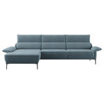ECKSOFA in Bouclé Blau  186/330 cm  - Blau/Schwarz, MODERN, Textil/Metall (186/330cm) - Johann Jakob