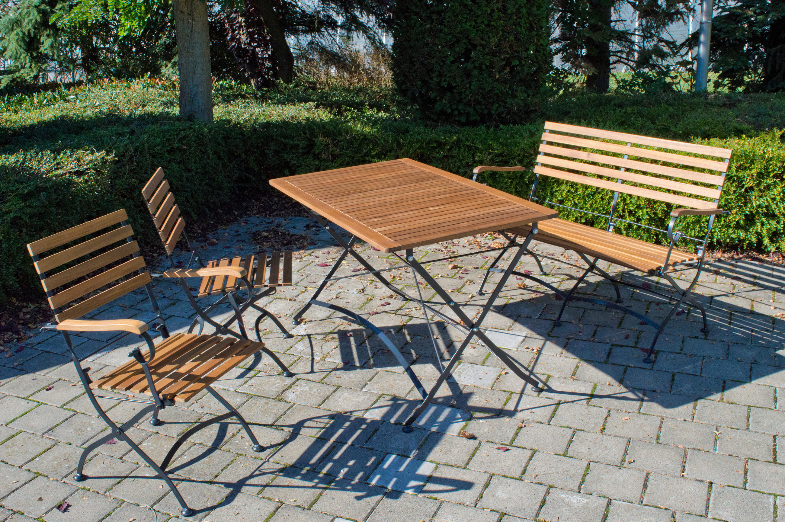 GARTENTISCHGRUPPE Akazie Eisen  - Anthrazit/Akaziefarben, Basics, Holz/Metall (120/75/80cm)