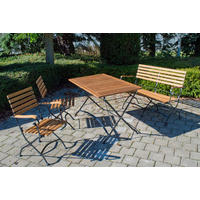 GARTENTISCHGRUPPE   - Anthrazit/Akaziefarben, Basics, Holz/Metall (120/75/80cm) - Gardenson