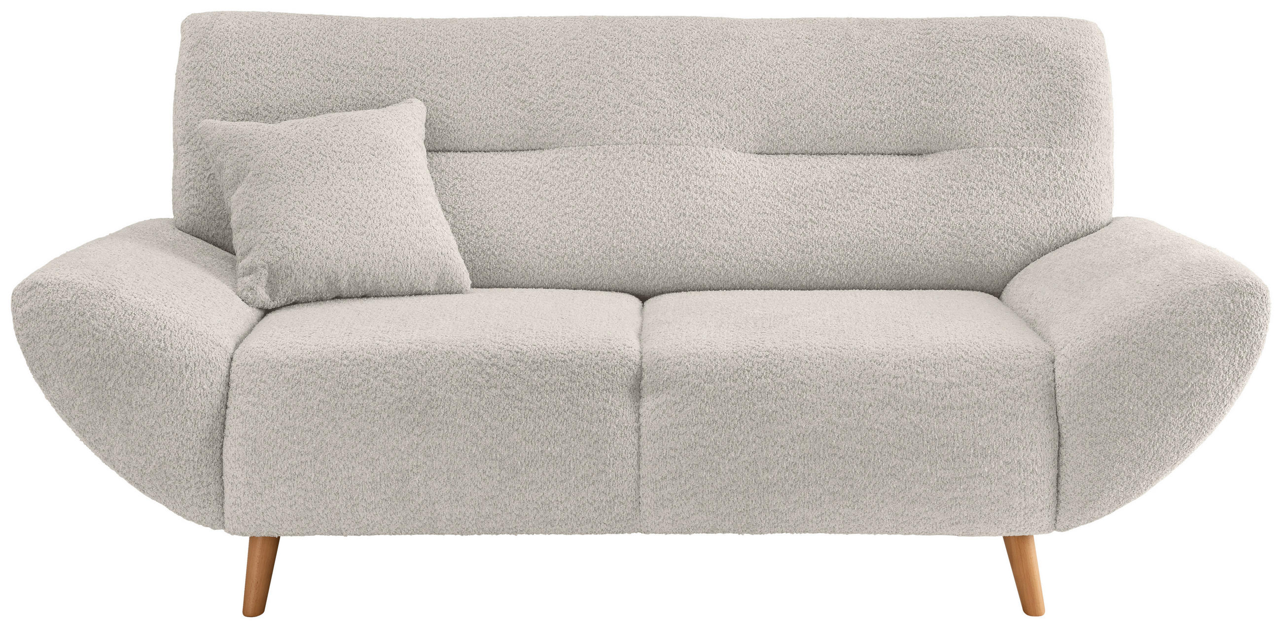 3-SITZER-SOFA in Bouclé Weiss  - Wildeiche/Weiss, Konventionell, Holz/Textil (205/81/90cm) - MID.YOU