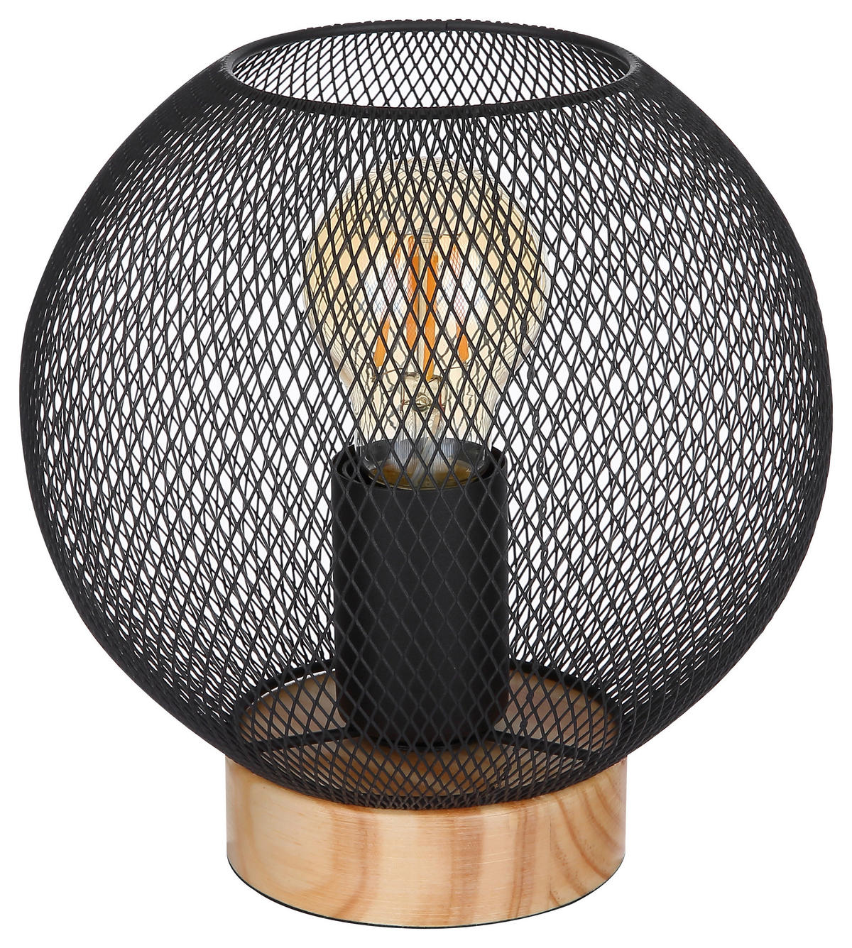 STOLNÍ LAMPA, E27, 20/20 cm  - černá/hnědá, Basics, kov/dřevo (20/20cm) - Globo