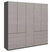 FALTTÜRENSCHRANK  in Hellgrau, Dunkelgrau  - Chromfarben/Dunkelgrau, KONVENTIONELL, Glas/Holzwerkstoff (250/236/58cm) - Venda