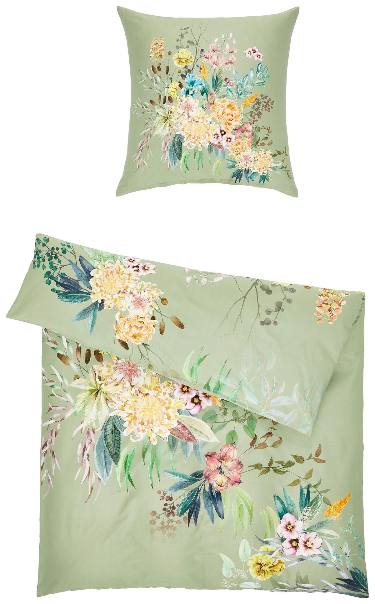 BETTWÄSCHE MODERN ART Makosatin 135/200 cm  - Grün, Design, Textil (135/200cm) - Janine