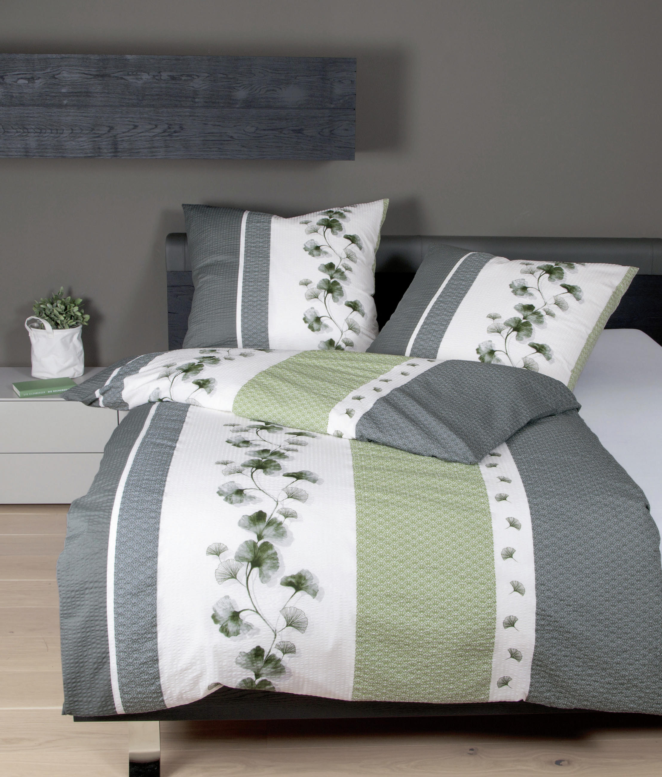 BETTWÄSCHE Tango Seersucker 135/200 cm  - Silberfarben/Grün, Trend, Textil (135/200cm) - Janine