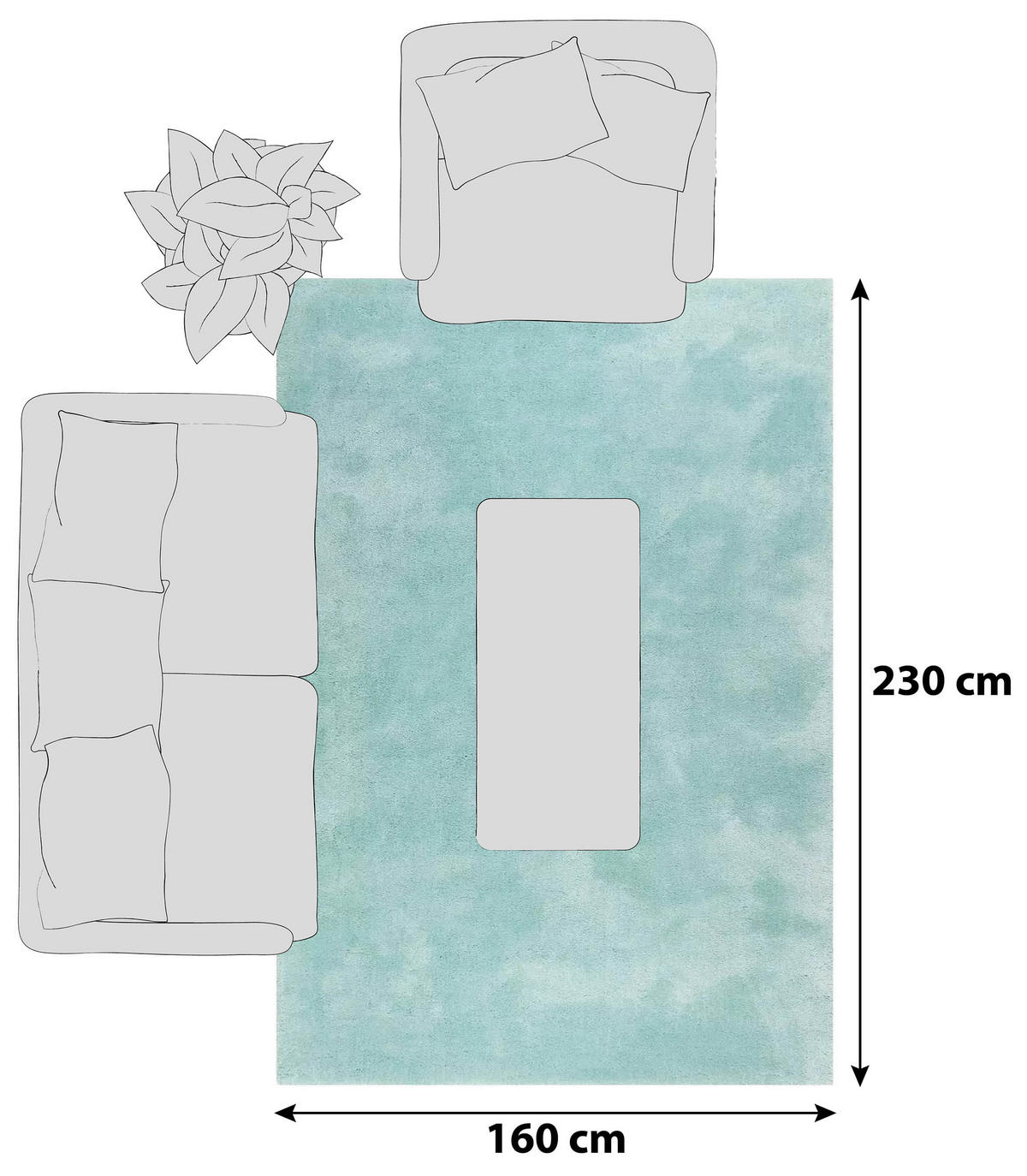 HOCHFLORTEPPICH 160/230 cm Relaxx Türkis  - Türkis, Basics, Textil (160/230cm) - Esprit