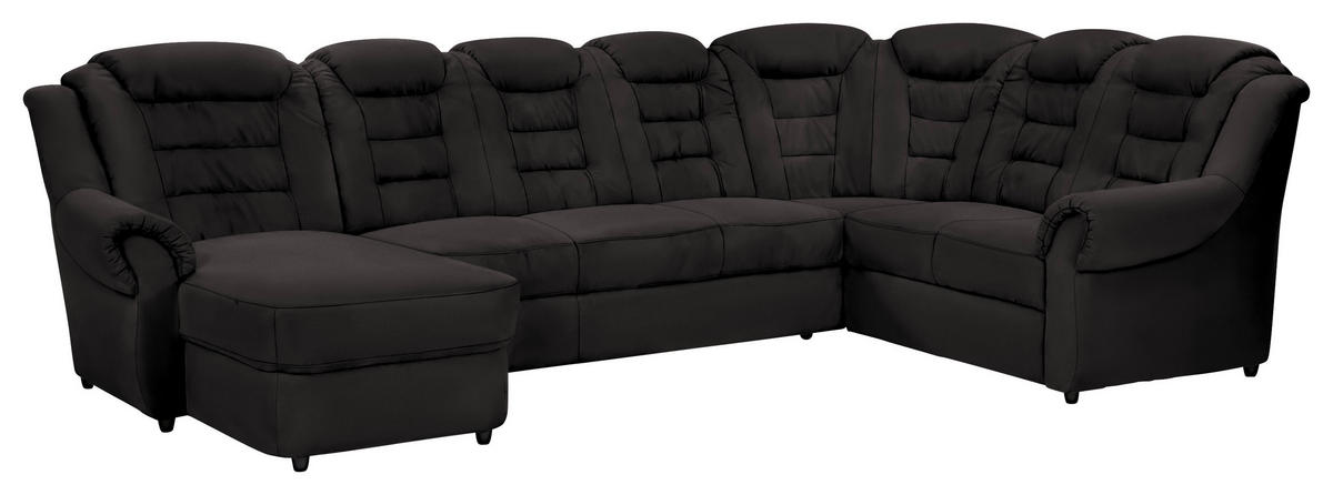 WOHNLANDSCHAFT in Lederlook Schwarz  - Schwarz, Konventionell, Kunststoff/Textil (165/333/216cm) - Livetastic