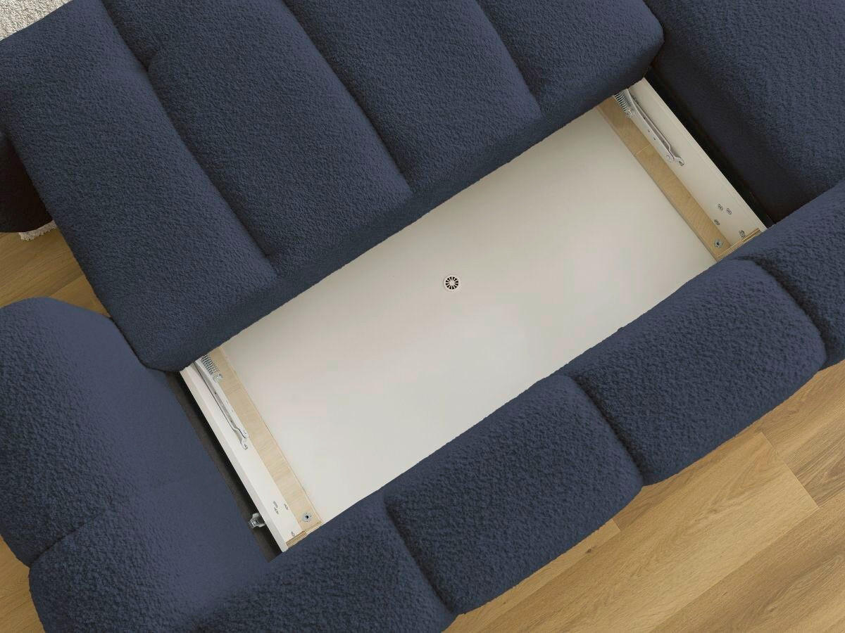 ECKSCHLAFSOFA FUJI Bouclé Dunkelblau  inkl.  - Schwarz/Dunkelblau, MODERN, Kunststoff/Textil (160/292cm)