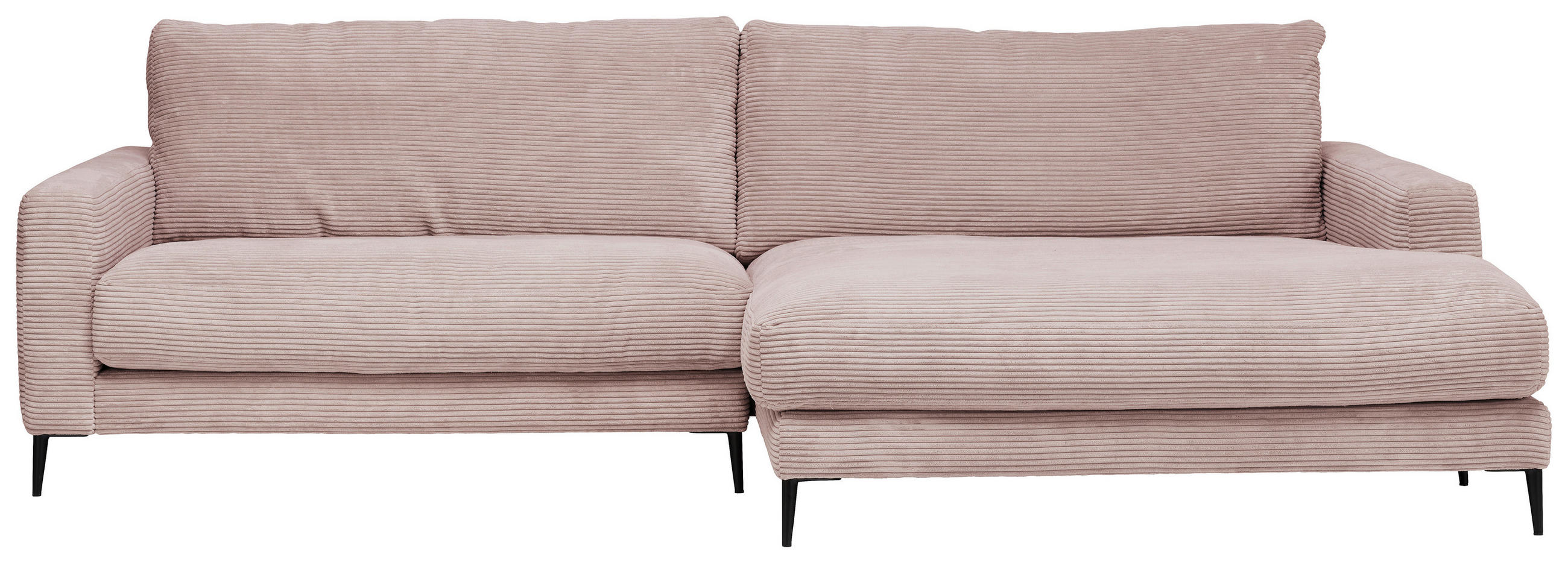 ECKSOFA Rosa Cord  - Schwarz/Rosa, Design, Textil/Metall (272/190cm) - Pure Home Lifestyle