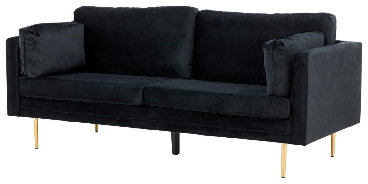 2-SITZER-SOFA in Schwarz, Goldfarben  - Goldfarben/Schwarz, Design, Textil/Metall (203/84/90cm) - Livetastic