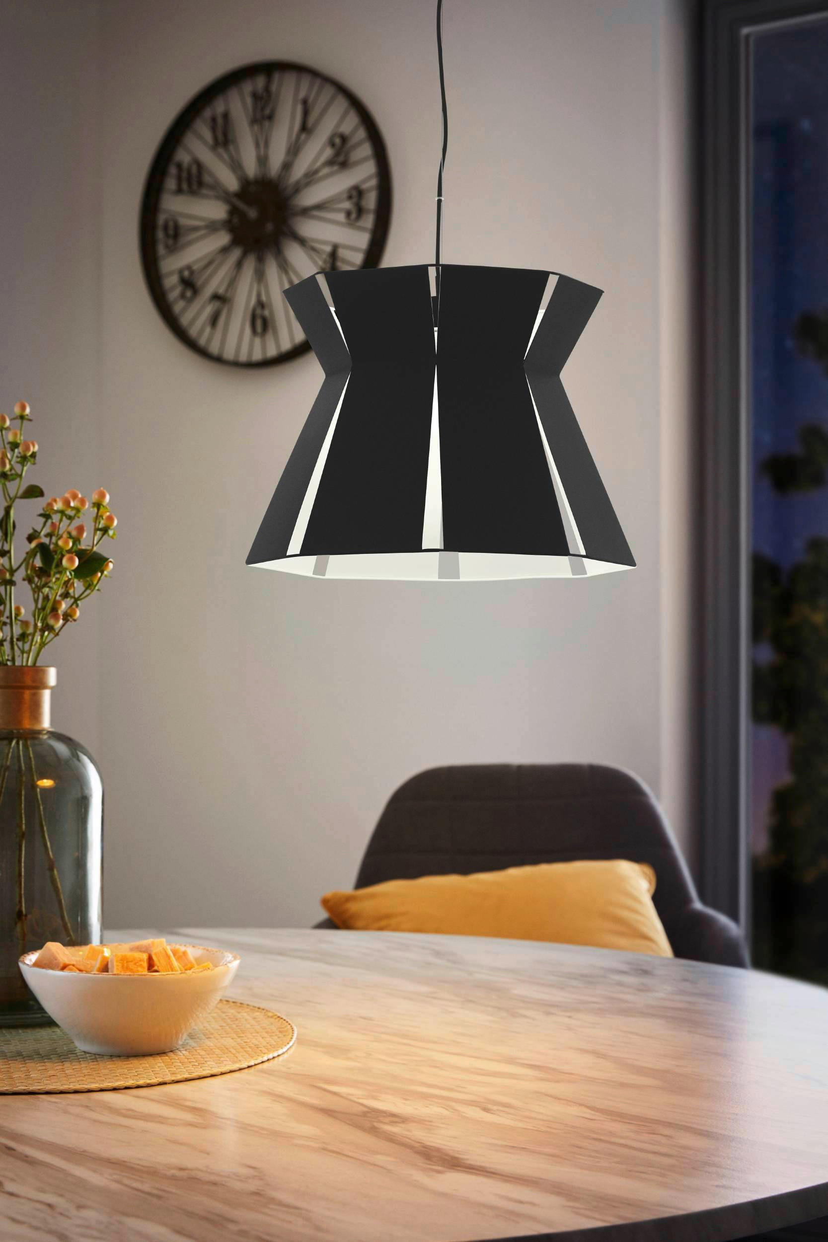 ZÁVĚSNÉ SVÍTIDLO, 42/110 cm  - bílá/černá, Design, kov (42/110cm) - Eglo