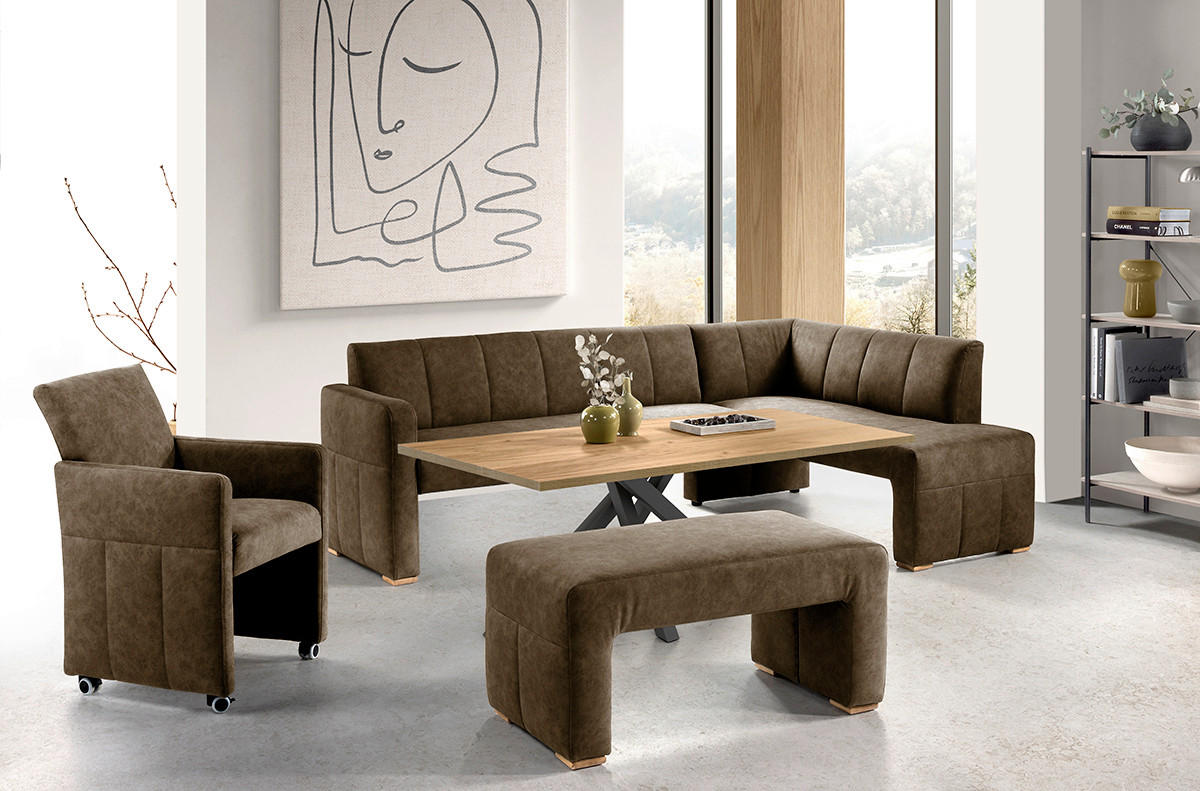 UGAONA KLUPA  braon   - boja hrasta/braon, Moderno, drvo/tekstil (104/55cm) - Livetastic