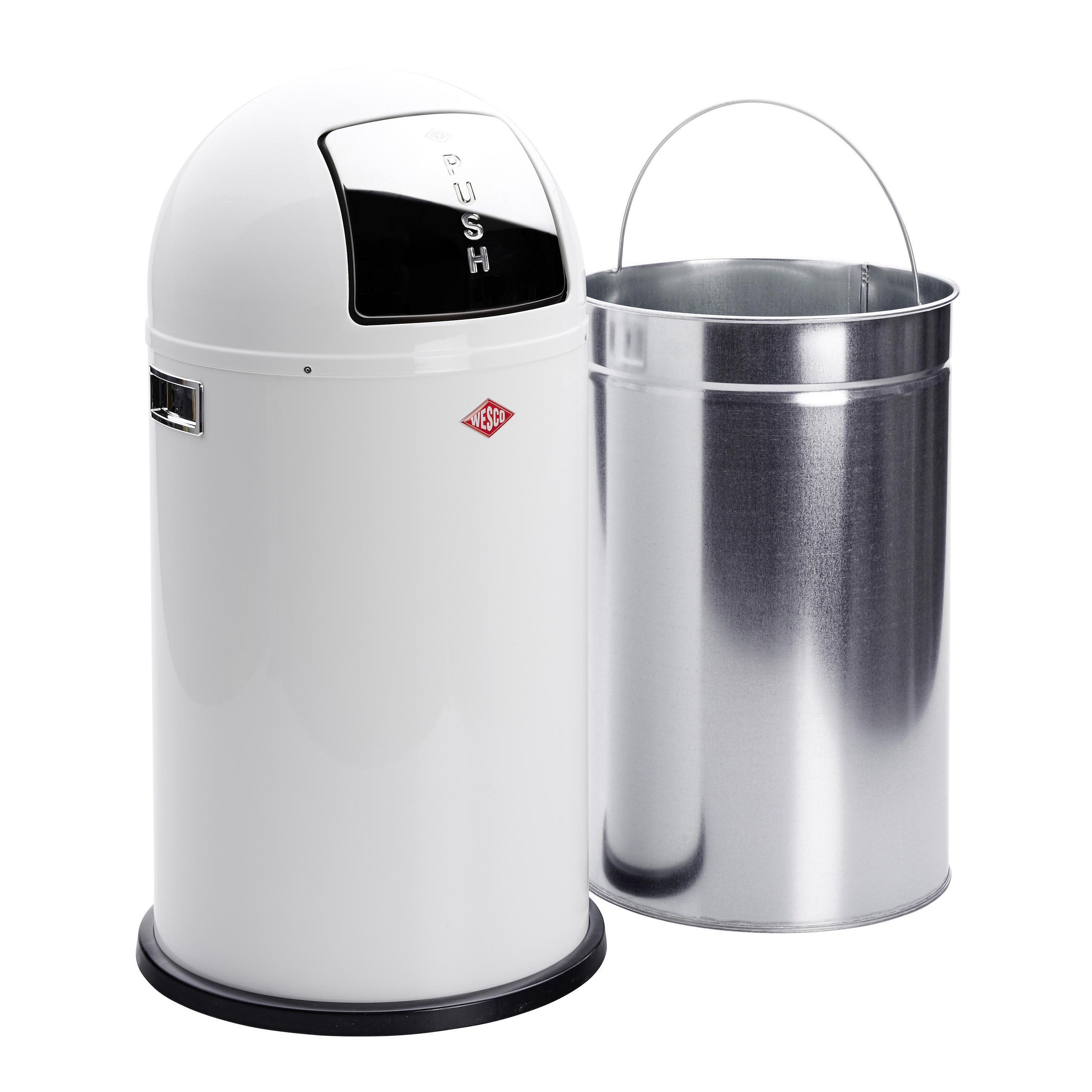 ABFALLSAMMLER PUSHBOY 50 L - Edelstahlfarben/Weiß, Basics, Kunststoff/Metall (40/75,5cm) - Wesco