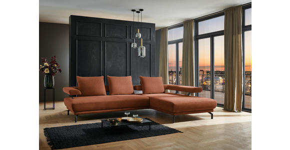 ECKSOFA in Chenille Rostfarben  305/224 cm  - Rostfarben/Schwarz, Design, Textil/Metall (305/224cm) - Dieter Knoll