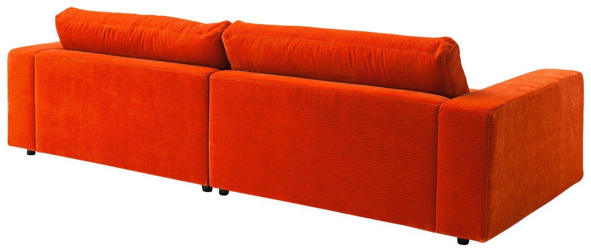 3-SITZER-SOFA in Chenille Orange  - Schwarz/Orange, Design, Kunststoff/Textil (290/86/127cm) - Lomoco