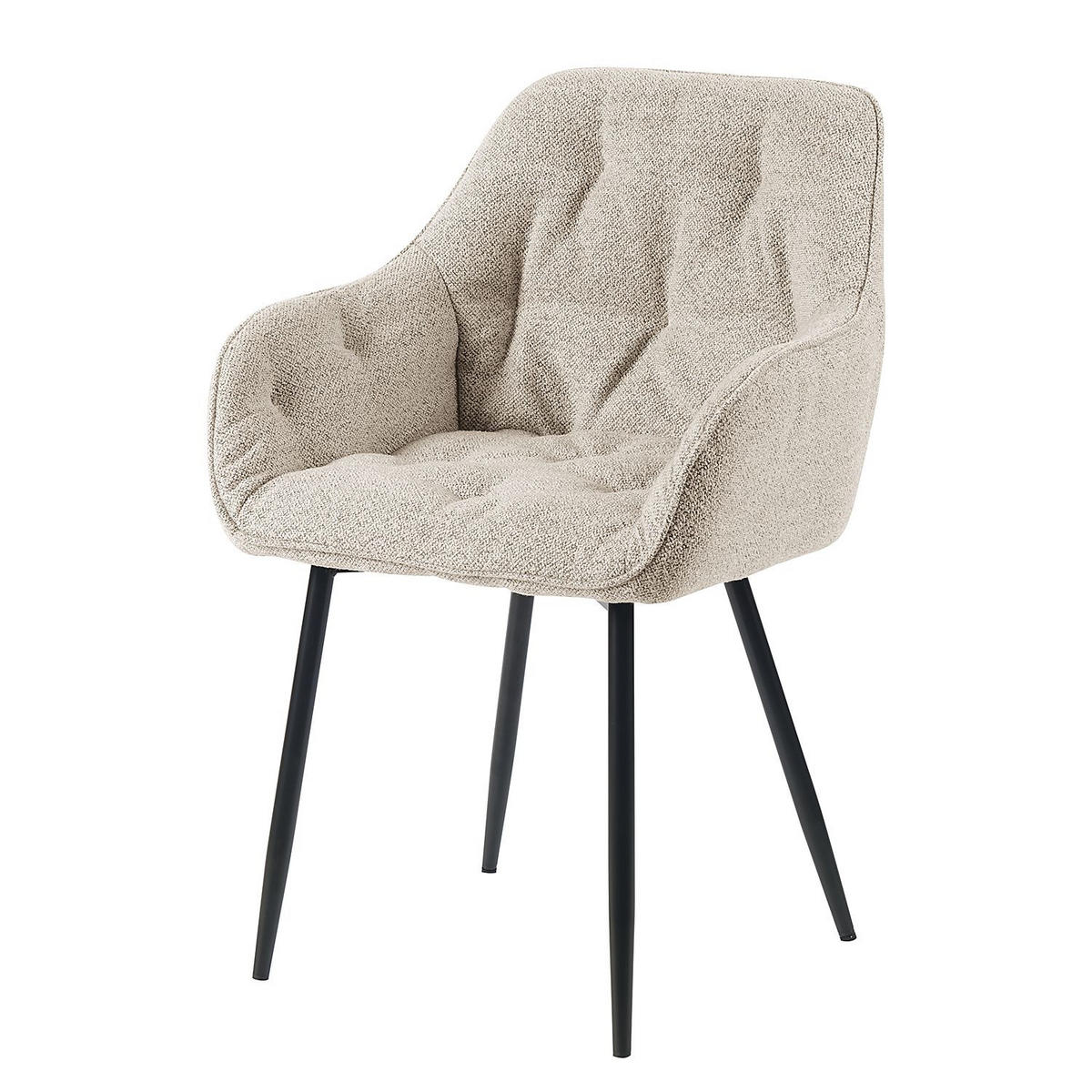 ARMLEHNSTUHL  in Eisen Flachgewebe  - Beige/Schwarz, MODERN, Textil/Metall (59,5/84/55,5cm) - home24