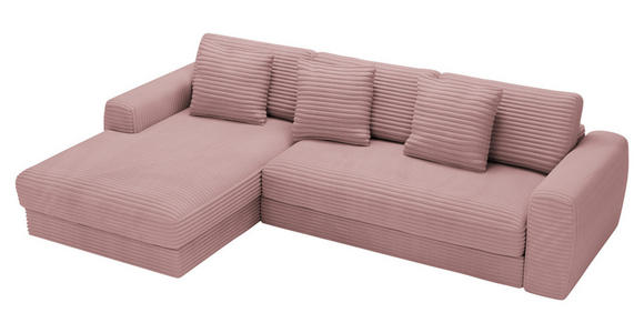 ECKSOFA in Cord Altrosa 182/302 cm - Schwarz/Altrosa, MODERN, Kunststoff/Textil (182/302cm) - Carryhome