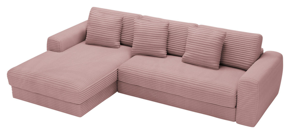 ECKSOFA in Cord Altrosa  - Schwarz/Altrosa, Modern, Kunststoff/Textil (182/302cm) - Carryhome