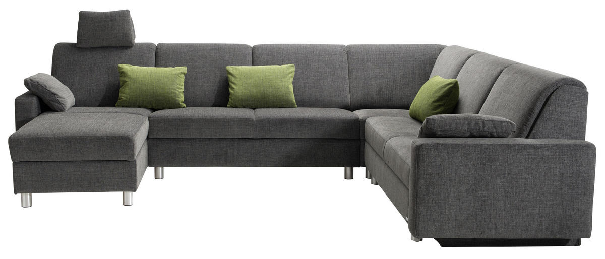 WOHNLANDSCHAFT in Chenille Anthrazit  - Anthrazit/Alufarben, KONVENTIONELL, Textil (158/323/237cm) - Sedda