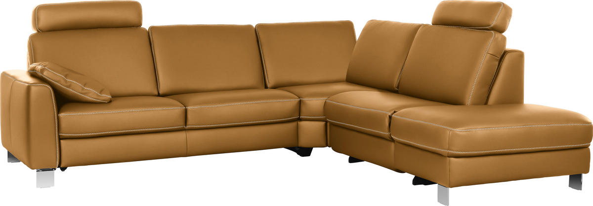 ECKSOFA in Echtleder Gelb  - Chromfarben/Gelb, KONVENTIONELL, Leder/Metall (272/245cm) - Valdera