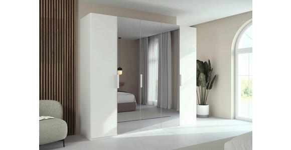 DREHTÜRENSCHRANK 251/223/61 cm,  in Weiß, 5-türig  - Weiß, Basics, Glas/Holzwerkstoff (251/223/61cm) - Novel